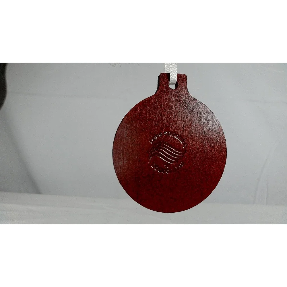 Longaberger WoodCrafts Red Round‎ Christmas Ornament Maple Wood Tie On - NEW